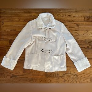 Mifresia Faux Suede Beige Cream White Toggle y2k Penny Lane Coat Women’s Large